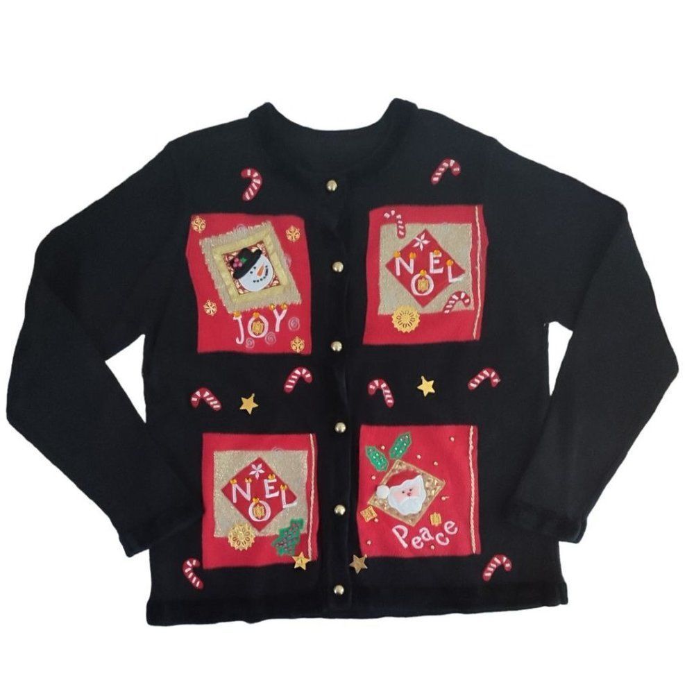 Christmas Vintage  Sweater - Joy, Noel, Peace Size Large